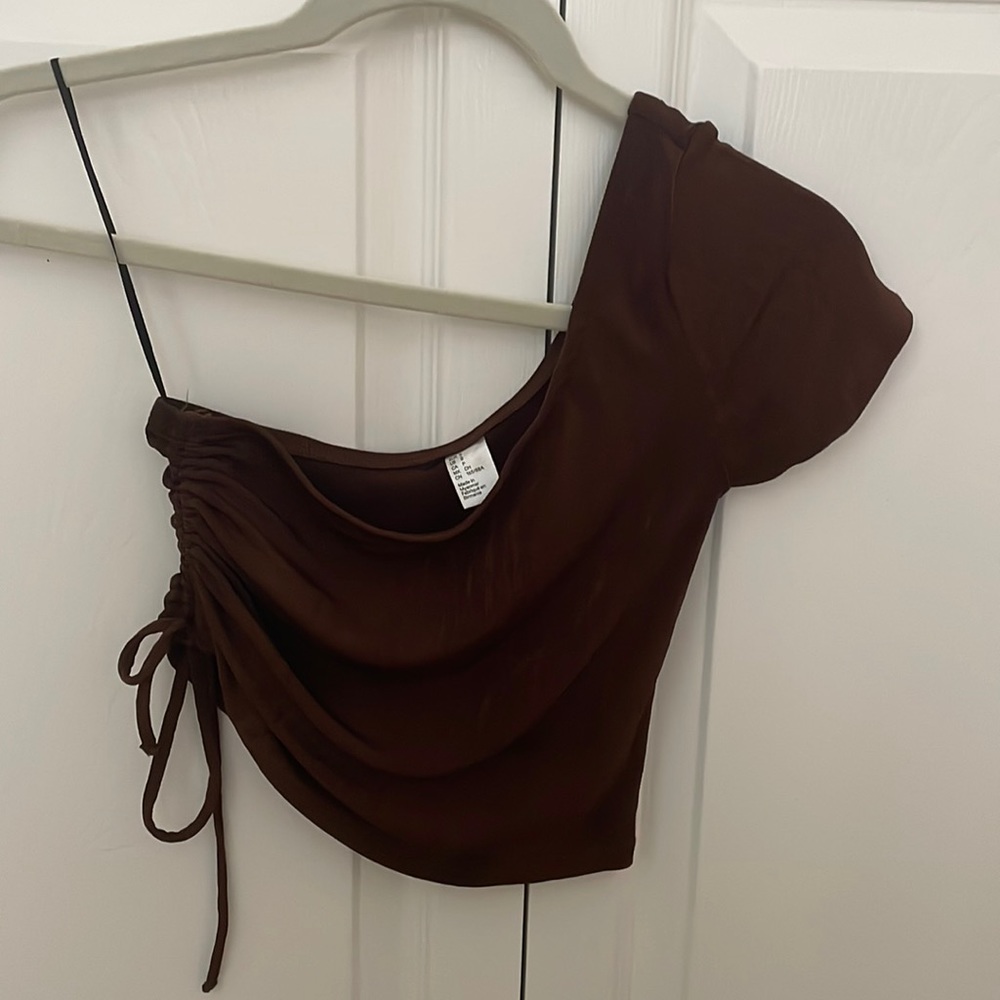 Brown h&m one shoulder top